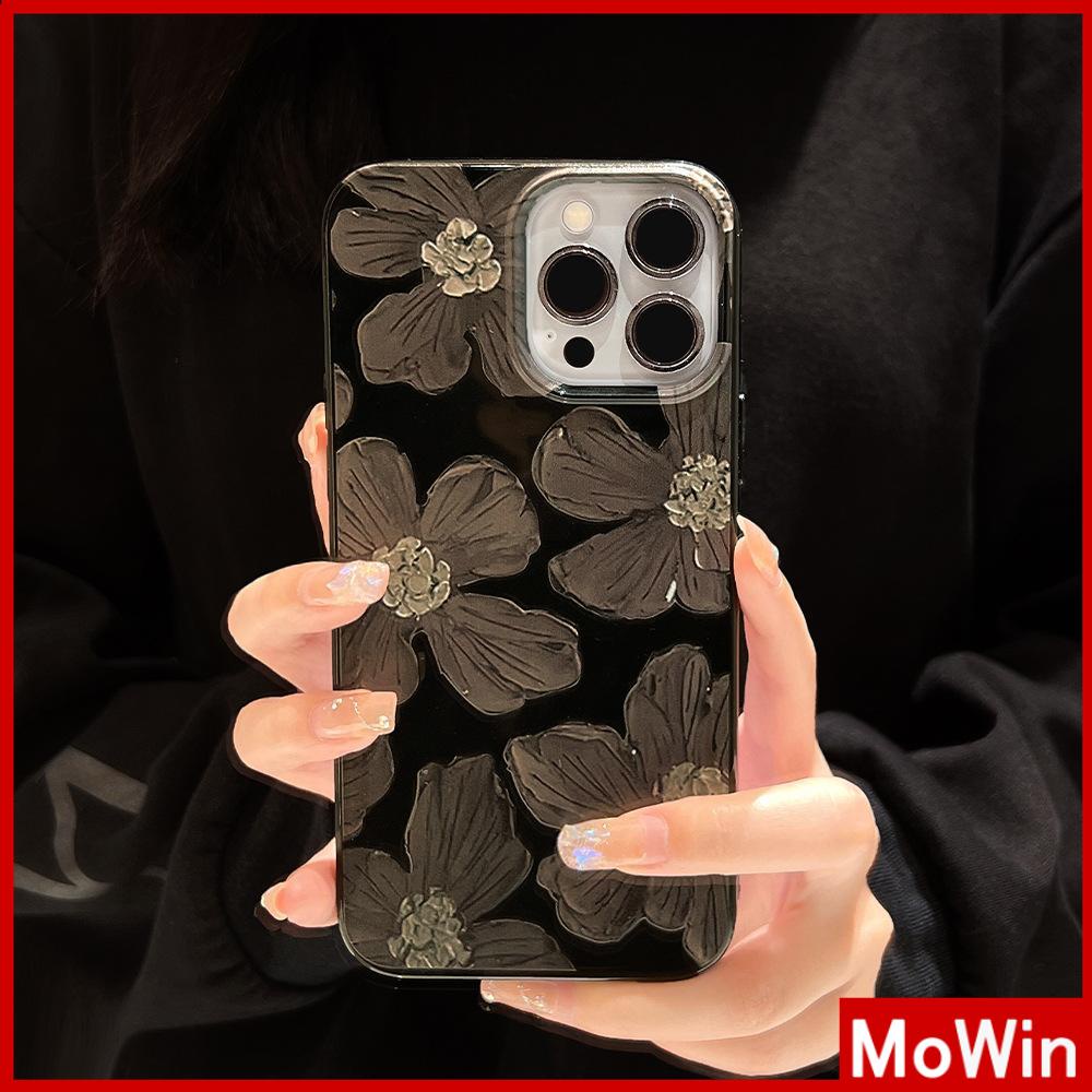 iPhone Case Silicone Soft Case Black Glossy Candy Case Shockproof Protection Camera Painting Flower Compatible For iPhone 11 Pro Max 13 Pro Max 12 Pro Max 7Plus xr XS Max