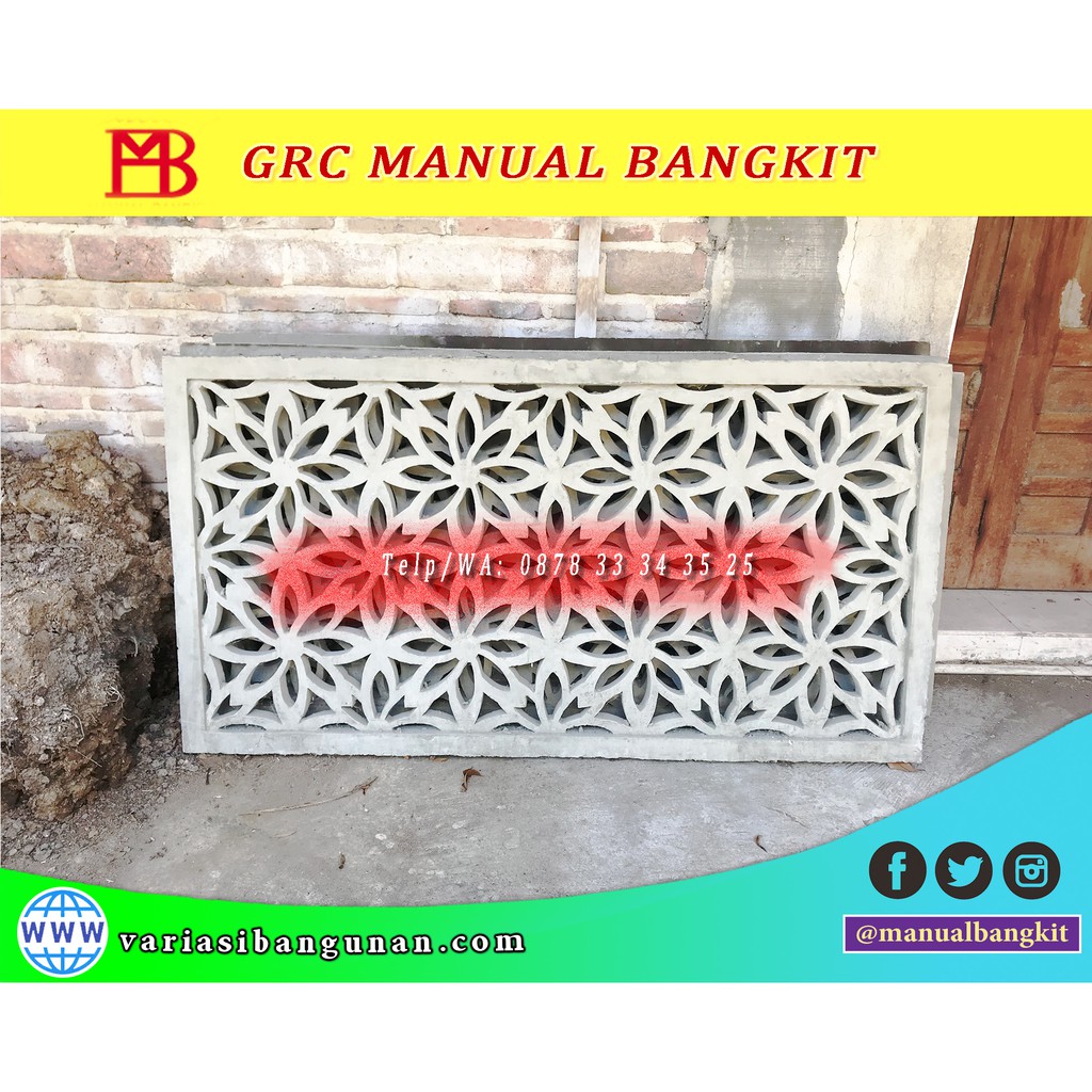 Krawangan rumah motif bunga GRC