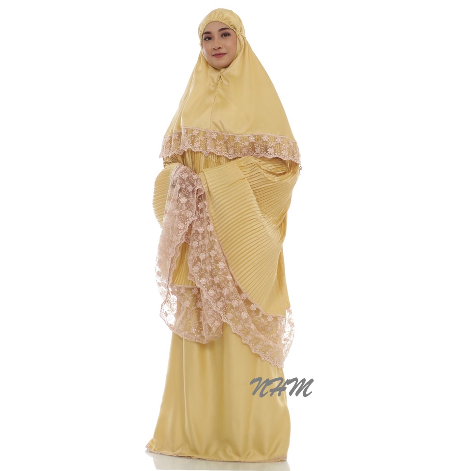 Mukena Dewasa Plisket Arrayan-Mukena Plisket MUSTARD-Mukena Terbaru