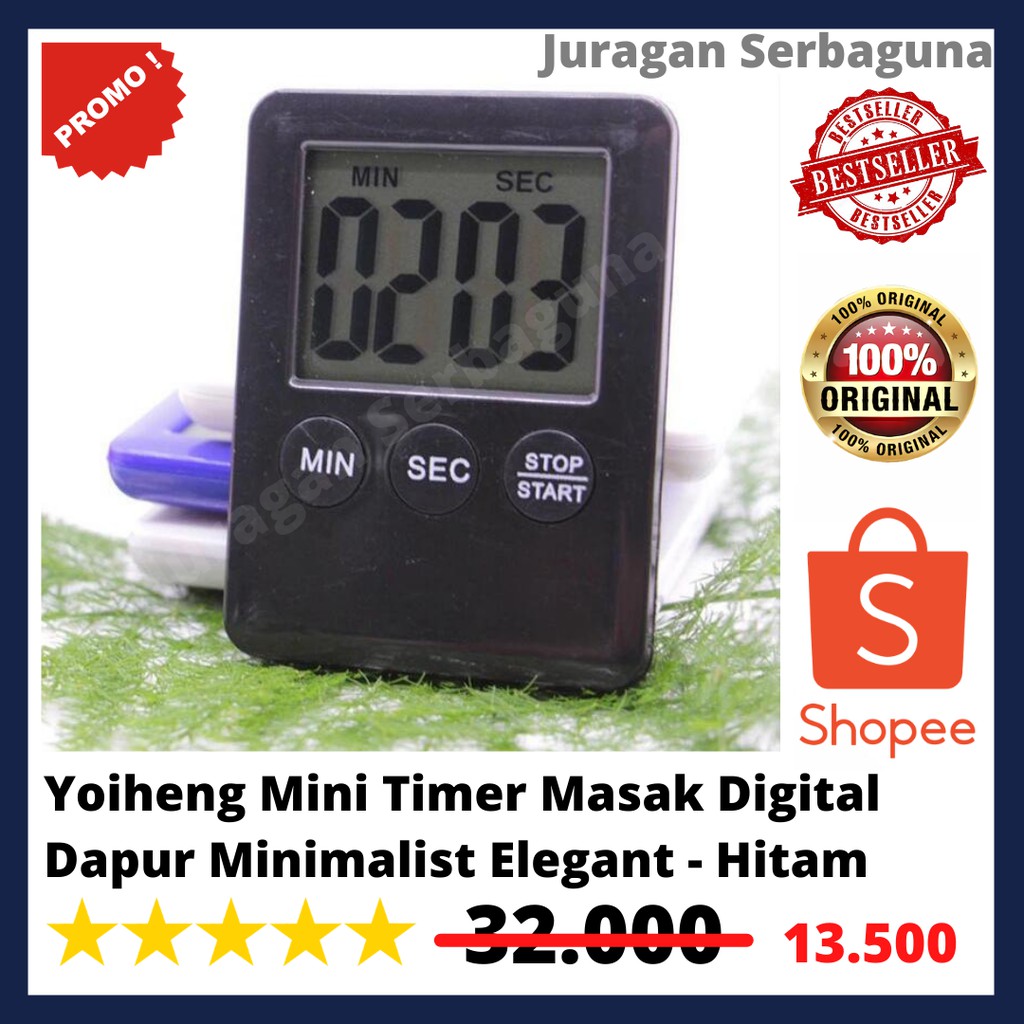 Yoiheng Mini Timer Masak Digital Dapur Minimalist Elegant - Warna Hitam