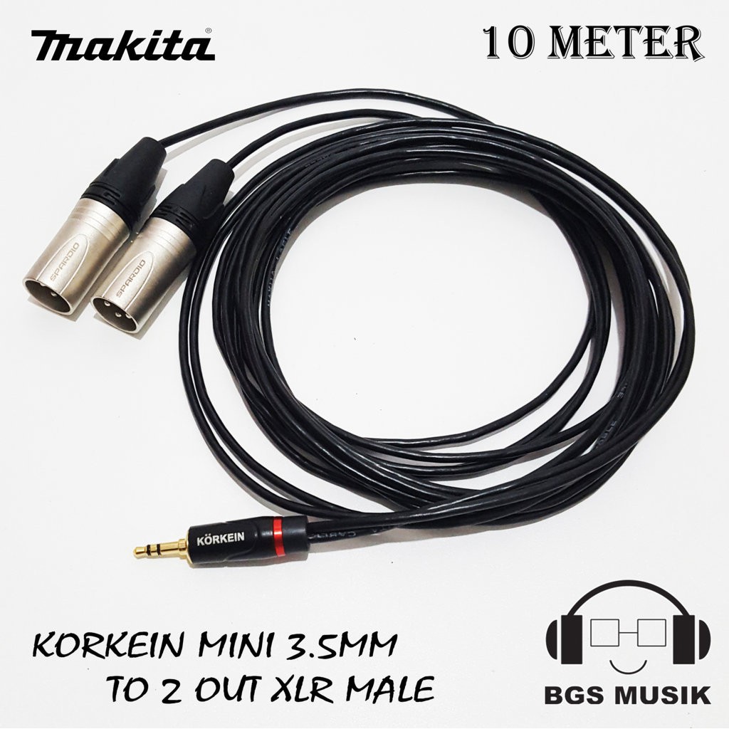 Kabel Jack Mini 3.5mm To 2 Jack XLR Male 10m - Kabel Jack Mini 3.5mm To 2 Jack Canon Male
