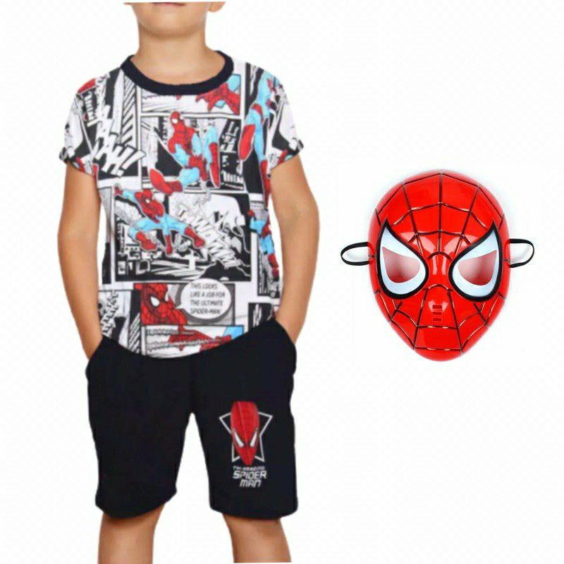 SETELAN ANAK SPIDERMAN KORAN FULL PRINT GRATIS TOPENG