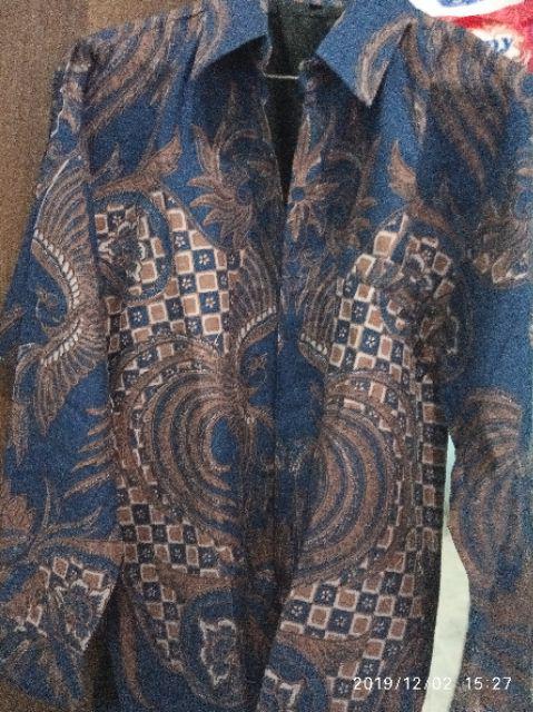 Japunta Blue Kemeja Batik Pria Full Furing Katun Primisima Batik Solo Batik Warna Navy Dongker