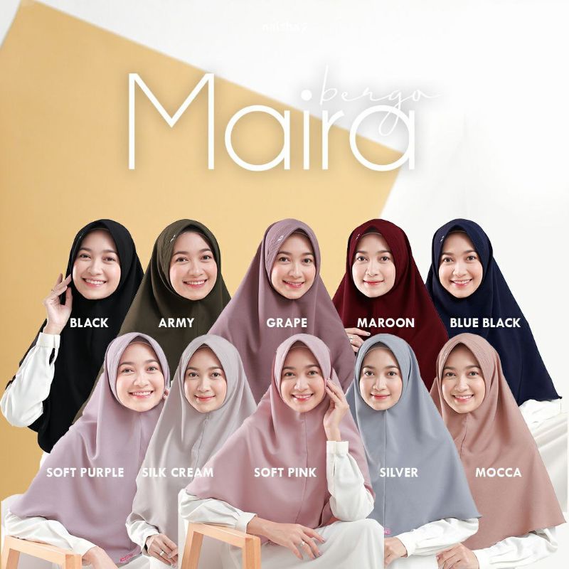 Maira Bergo Naisha | bergo premium | bergo halus | bergo bermerk | bergo simple | bergo terbaru bergo terlaris bergo murah bergo instant hijab instant khimar syar'i khimar adem jilbab murah bergo