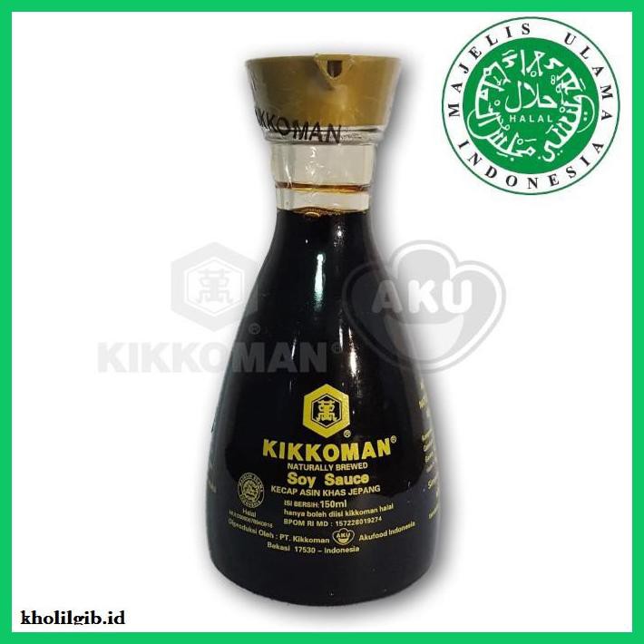 

gnidderdsaus- kikkoman all purpose soy sauce halal - bottle dispenser 150 ml - shoyu -asliiiiii.