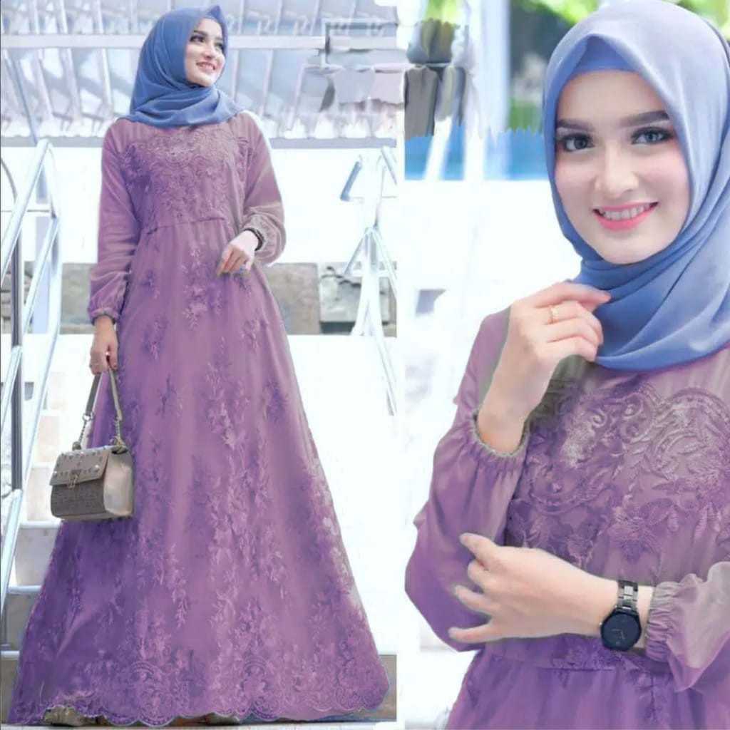 GAMIS SELMA / GAMIS BRUKAT TILE IMPORT / GAMIS MAXI MUSLIM BRUKAT TILE / GAMIS KONDANGAN