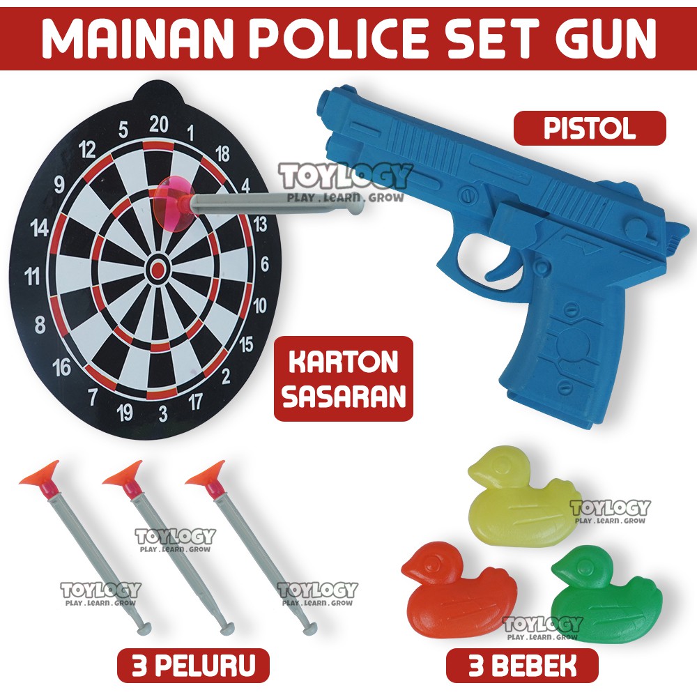  Mainan  Anak  Paket Pistol Polisi Police Set Dart Gun Peluru 