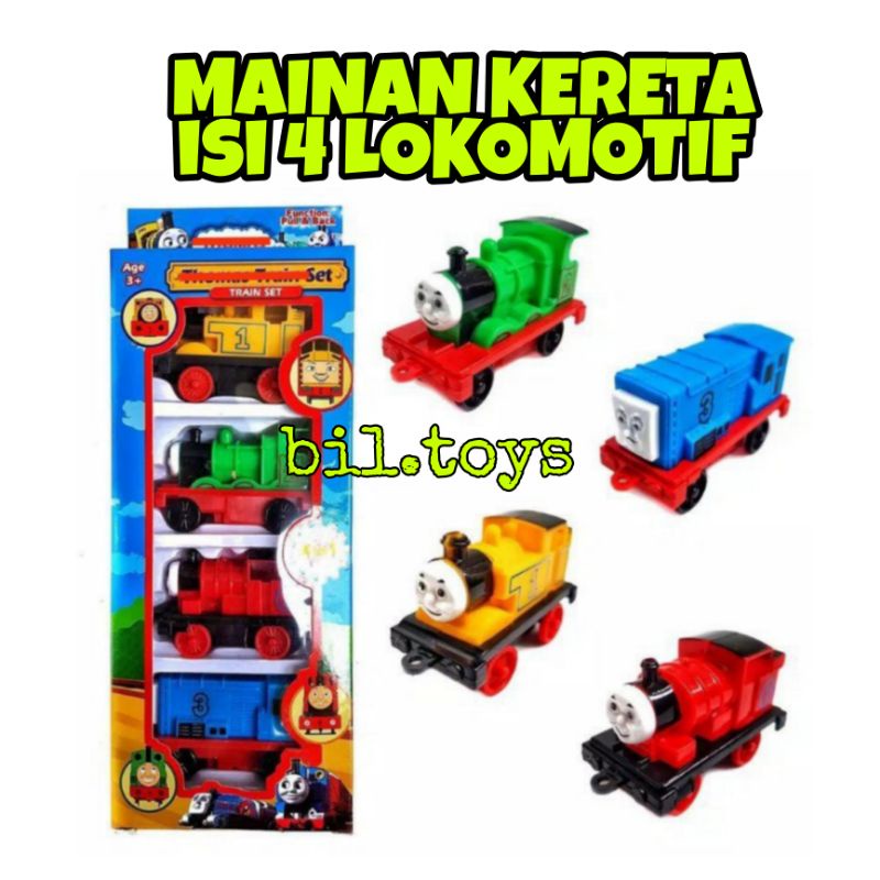 MAINAN ANAK LOKOMOTIF KERETA TOMASS PULLBACK 4PCS MAINAN ANAK LOKOMOTIF KERETA API TANPA REL