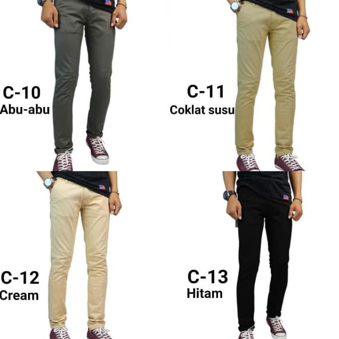 CELANA CHINO PANJANG PRIA - CELANA CHINOS - CELANA PENSIL - CELANA PRI - ORANGE, 27
