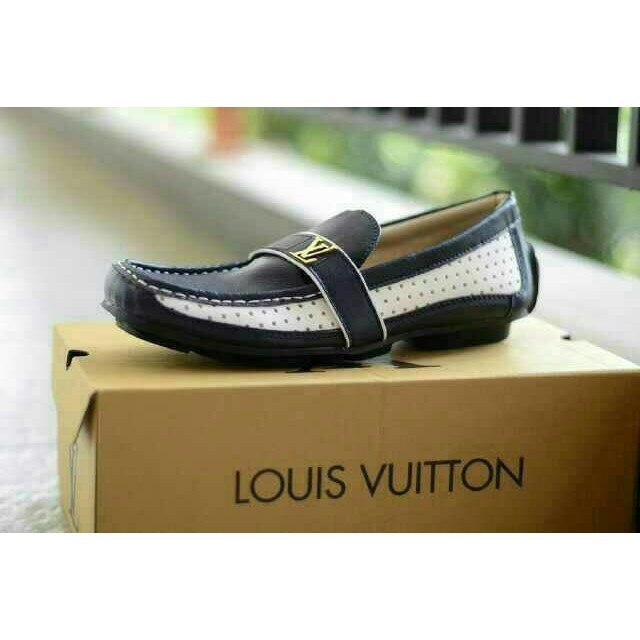 Dnr 02 Sepatu slip on pria LV casual slop mewah santai formal kuliah pesta