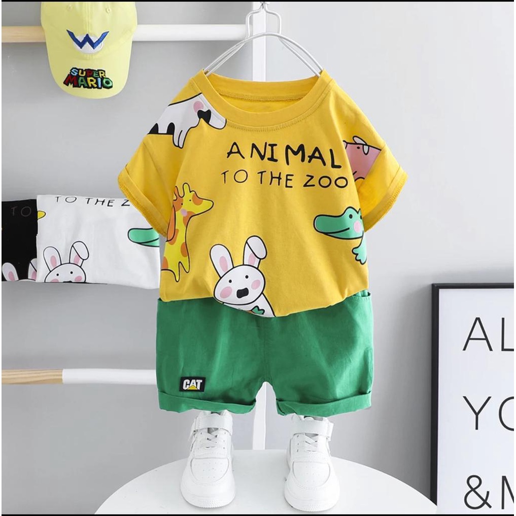 TokoMilkan - Setelan Anak Laki Laki ANIMAL ZOO KIDS | Setelan Anak Bahan Katun 30S