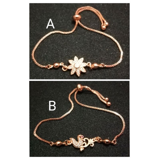 RL76. Gelang tangan tali serut xuping wanita lapis emas dgn mata zircon ukuran flexibel