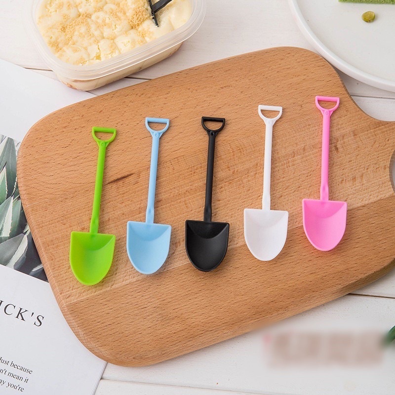 LILOMILO Sekop kecil plastik warna warni/sekop sendok gula dessert buah anak/sekop mainan pasir anak