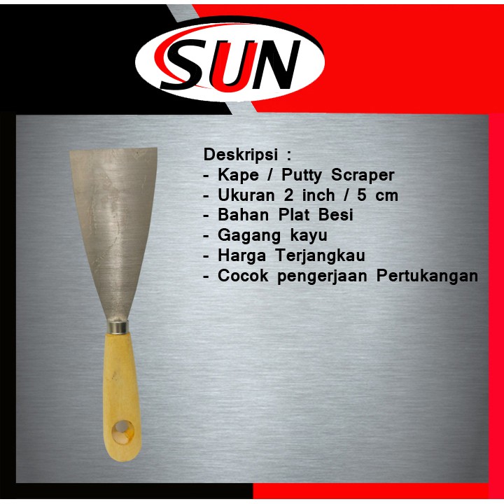 Kape Seng Gagang Kayu 2 Inch Putty Scraper Sekrap Skrap