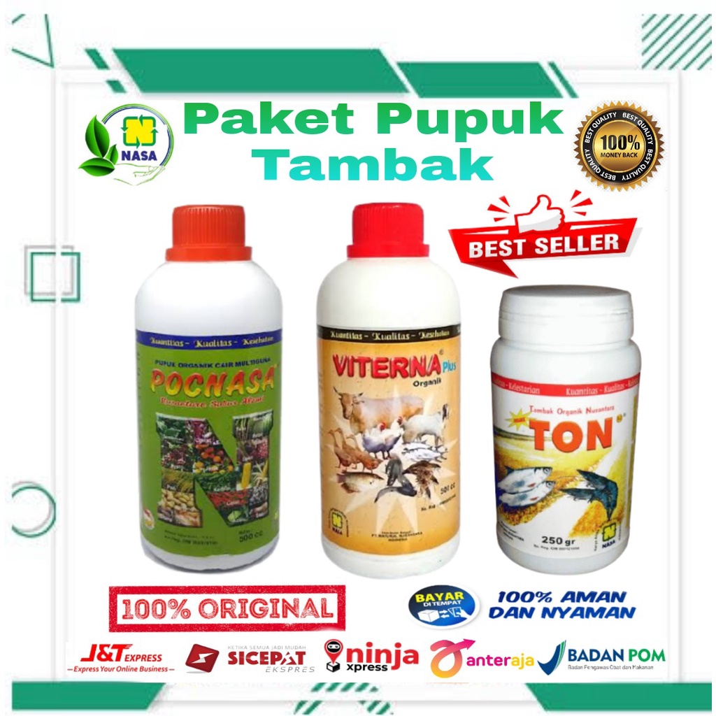 BAYAR DI TEMPAT/PAKET VITAMIN TERNAK IKAN/POC NASA 500ml/VITERNA 500ml/TON 250g/TAMBAK OERGANIK NASA