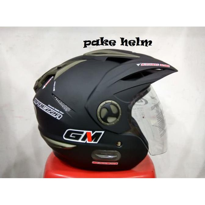HELM GM NEW IMPREZZA HITAM DOFF HALF FACE - hot item