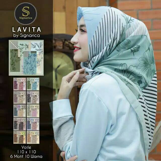 Jilbab segiempat voal signarica lavita motif 4