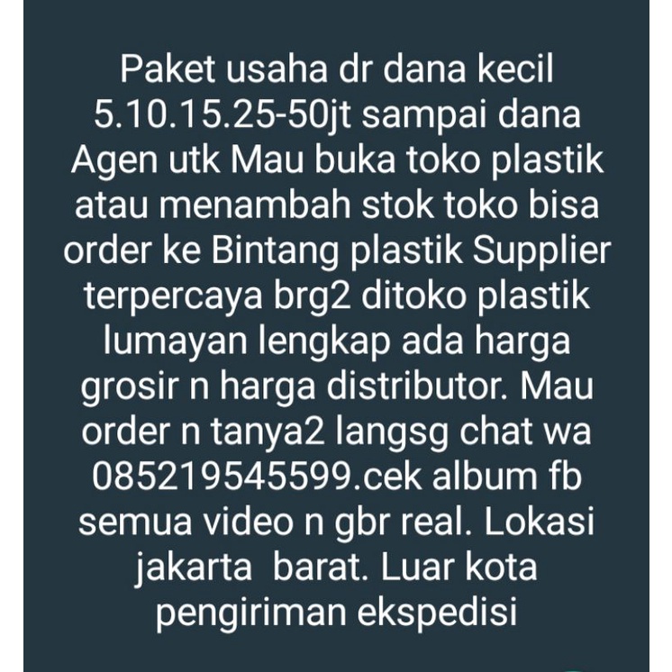 Paket usaha toko plastik grosir n harga distributor