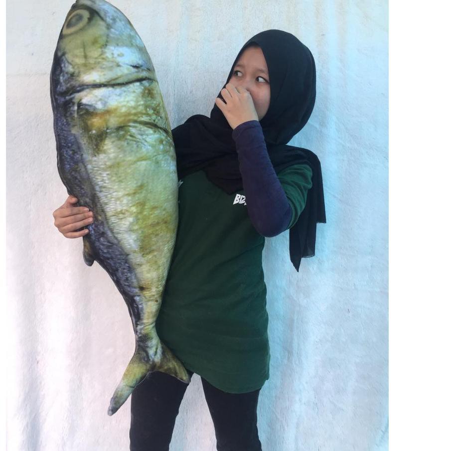CWGM Bantal Ikan Jumbo Velboa Printing Bantal Ikan Asin Size XL .