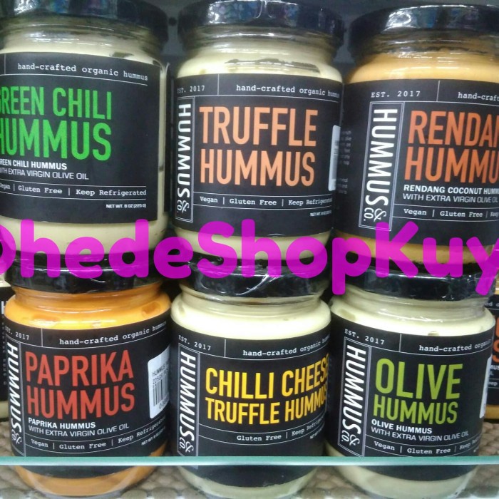 

Fchgtyani Hummus Green Chilli, Sun Dried Tomato, Chilli Cheese Truffle, Olive