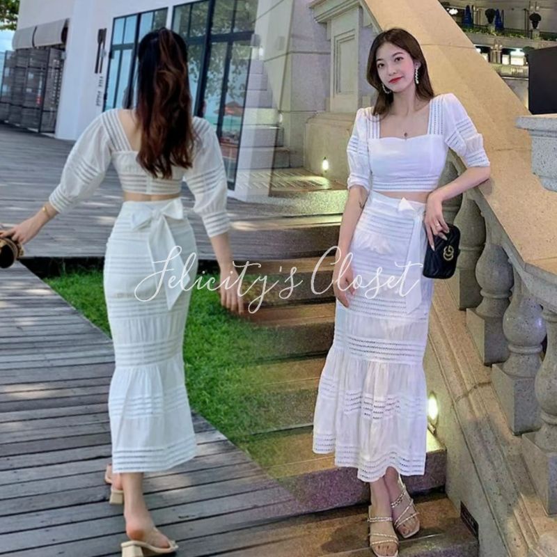 gaun santai Casual crop premium Dress putih M L