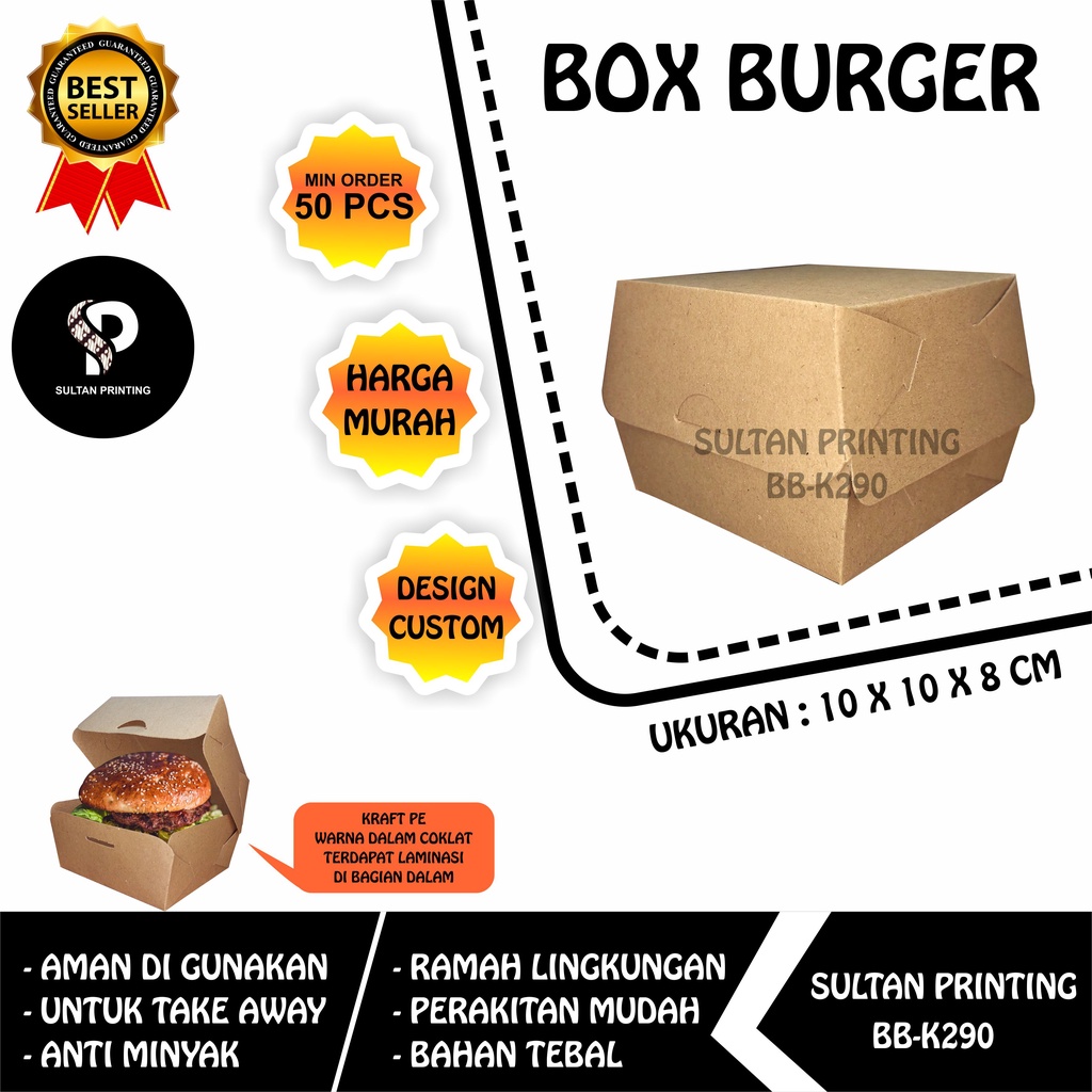 BOX BURGER / PAPER BOX BURGER / KOTAK BURGER KRAFT PE