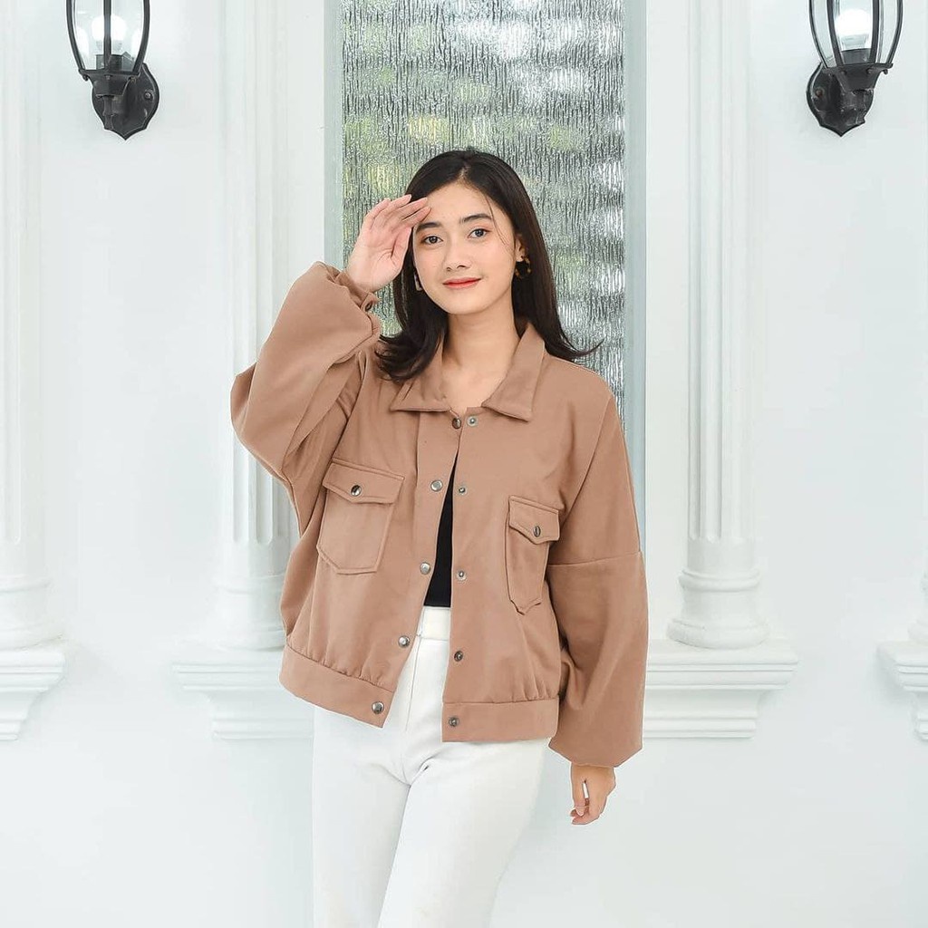 Olin button jaket atasan wanita