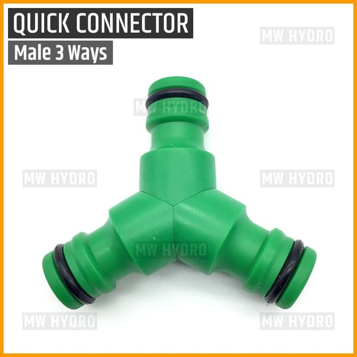 Quick Connector Male 3 Ways, Konektor Jantan 3 Arah