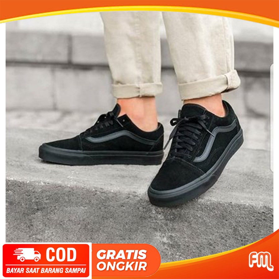 Sepatu Vans Old Skool All Black Import DT BNIB / Sneakers Skateboard Urban
