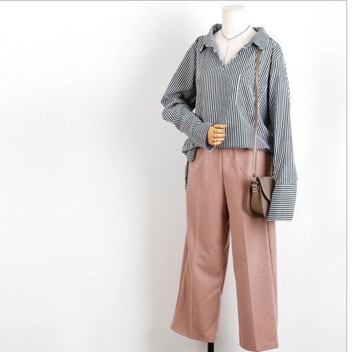 B3646 VRING LOOSE STRIPE BLOUSE KOREAN FASHION