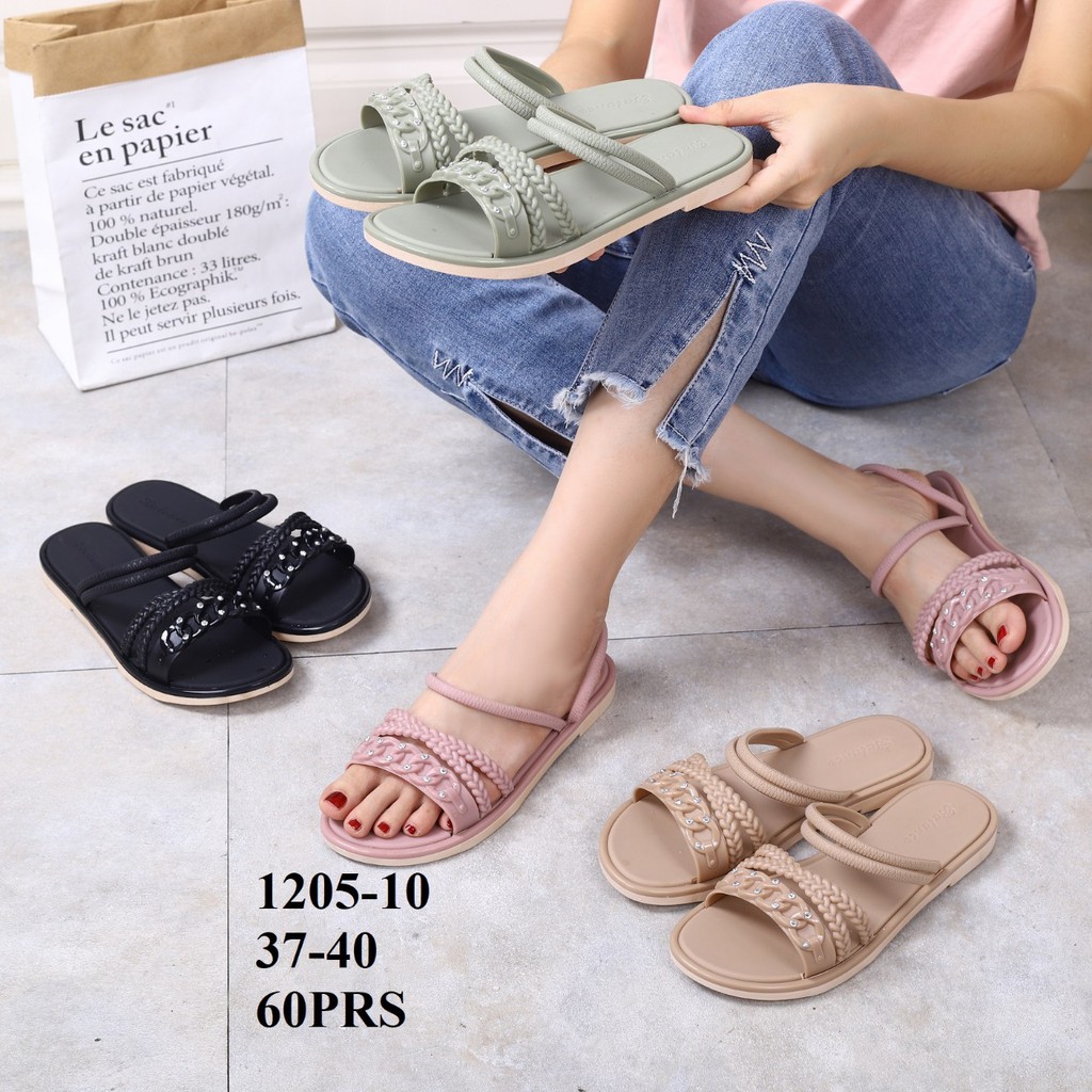 ✨ COD ✔️ Balance 1205 10 Sandal Jelly Motif Rantai &amp; Tali Kepang Nice Original Empuk Lentur Cantik