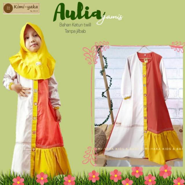 Gamis anak katun polos kombinasi gamis anak murah