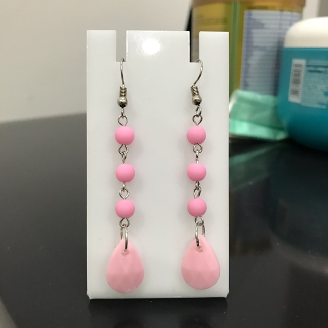 Anting panjang tassel jurai candy colour berkualitas E16 pink candy