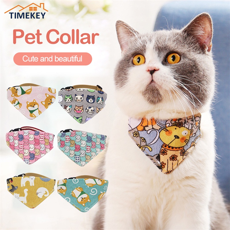 TK 1PC Cat Saliva Towel And Wind Triangle Scarf Cat Collar Small Dog Pet Neck Accessories 8 Kinds