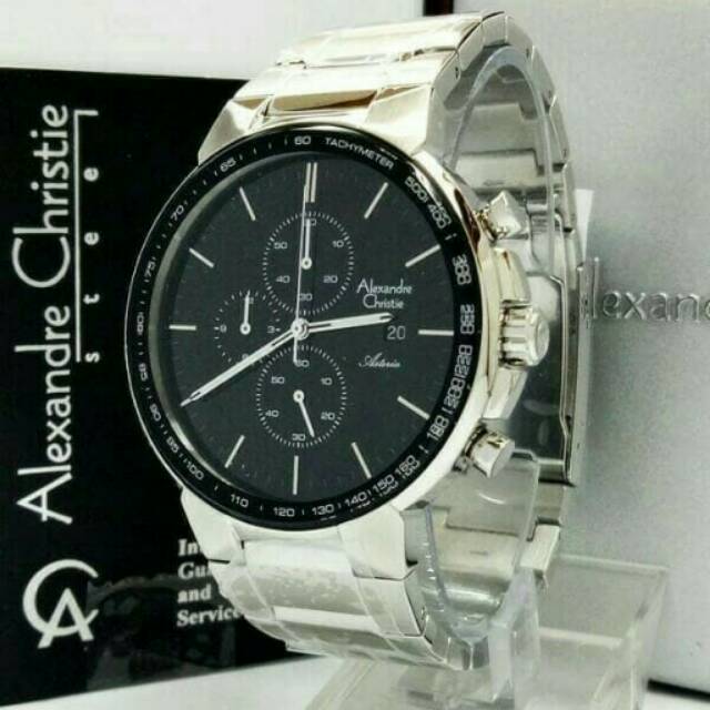 Jam Tangan Pria Alexandre Christie AC 6462 Men Silver Black