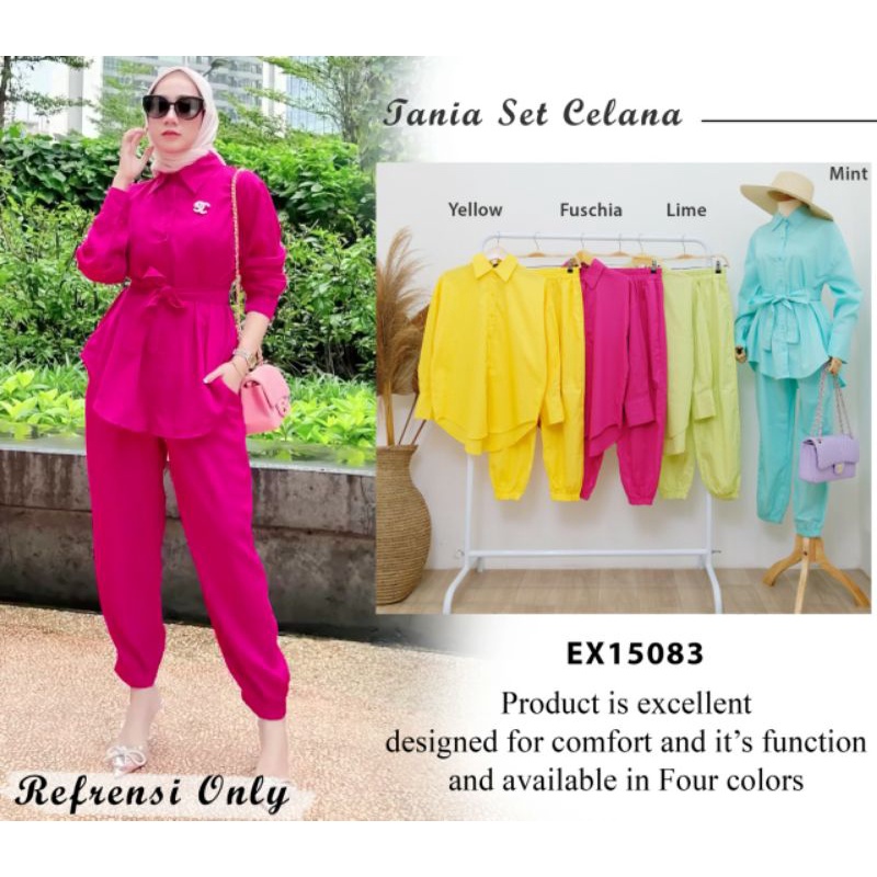 D0026 TANIA SETELAN CELANA BY EXTU ORIGINAL FIT TO L BESAR KATUN POPLIN