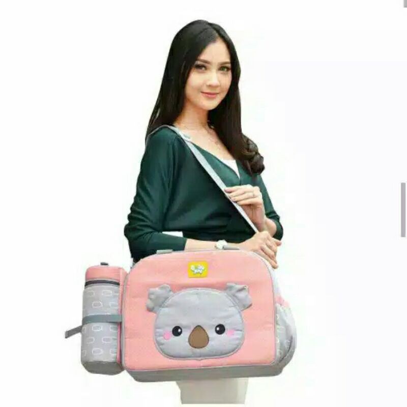 Baby Joy-Tas Bayi Besar + Tempat Botol Susu Bayi Kokoa Series BJT 1032-Tas Bany Joy Kokoa Besar