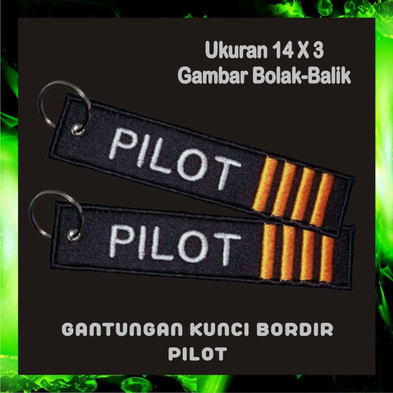 [Bisa COD] Gantungan Kunci Keychain Keytags Bordir Motor Mobil Tas PILOT