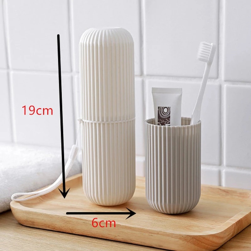 Creative Portable Vertical Stripes Toothbrush Toothpaste Holder Box / Travel Outdoor Camping Organizer Case / Household Storage Cup Bathroom Accessories