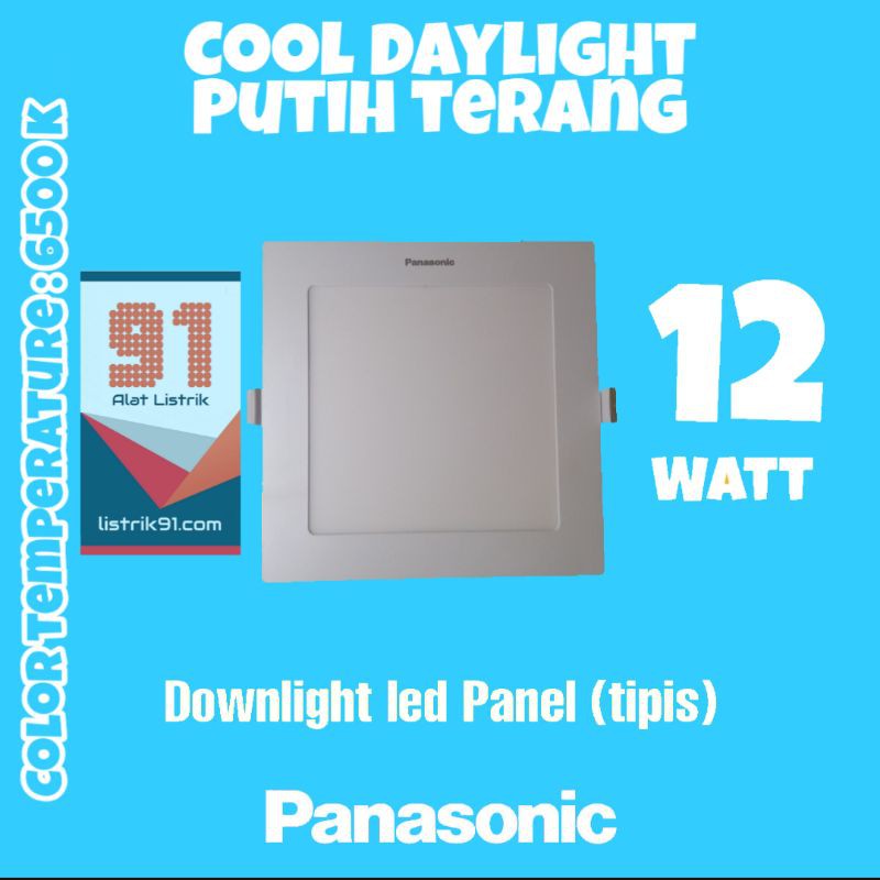 LED Downlight Panasonic Slim Kotak 12 Watt Putih Cool Daylight