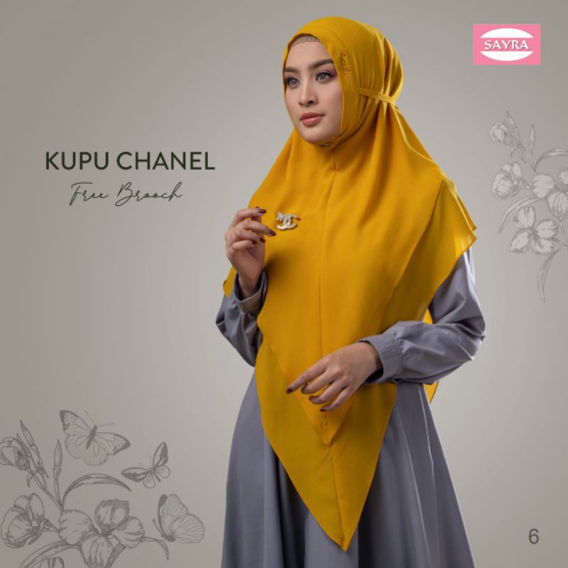 KHIMAR KUPU CHANEL (FREE BROS) ORIGINAL SAYRA "Ready Stock
