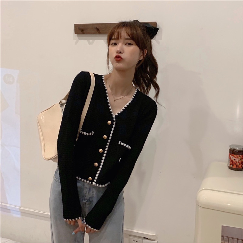 Korean Cardigan crop/rajut wanita/v neck/kardigan wanita