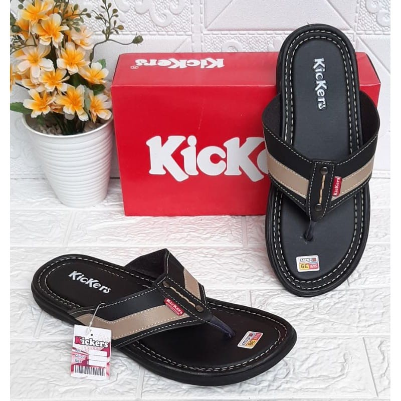 Sandal Japit Pria Kickers Kulit Sintetis Best Seller