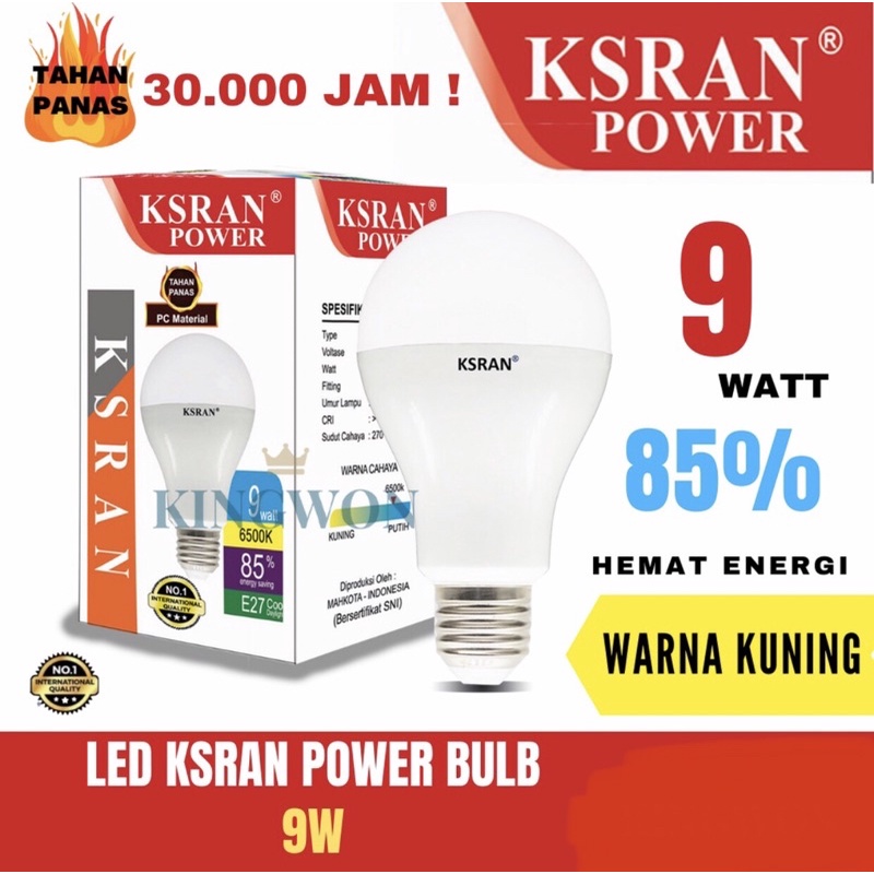 KSRAN Lampu LED 9 watt POWER - Kuning BULB