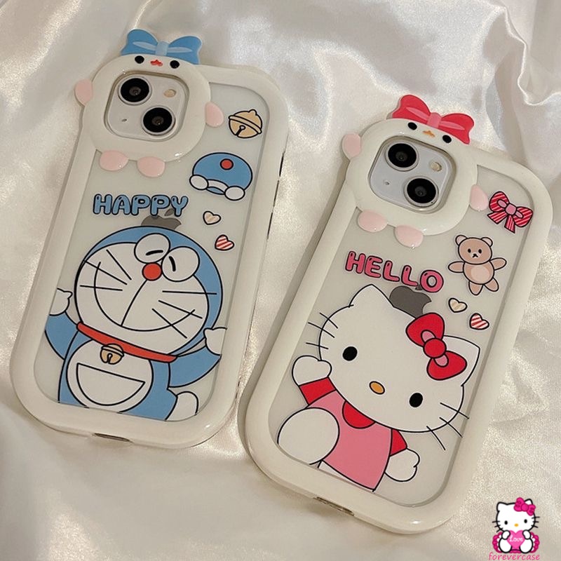 Soft Case Bumper Motif Kartun Hello Kitty Doraemon Untuk IPhone 7 8 Plus 13 11 12 Pro MAX 6 6S XR X XS MAX SE 2020