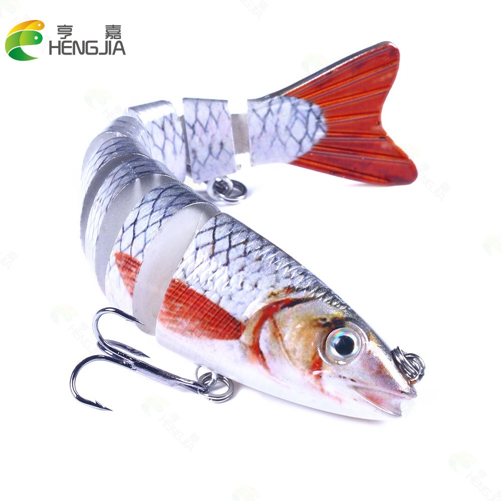 HENGJIA 1pcs umpan 8sections jointed minnow pancing swimbait crank ikan fishing lure floating baits