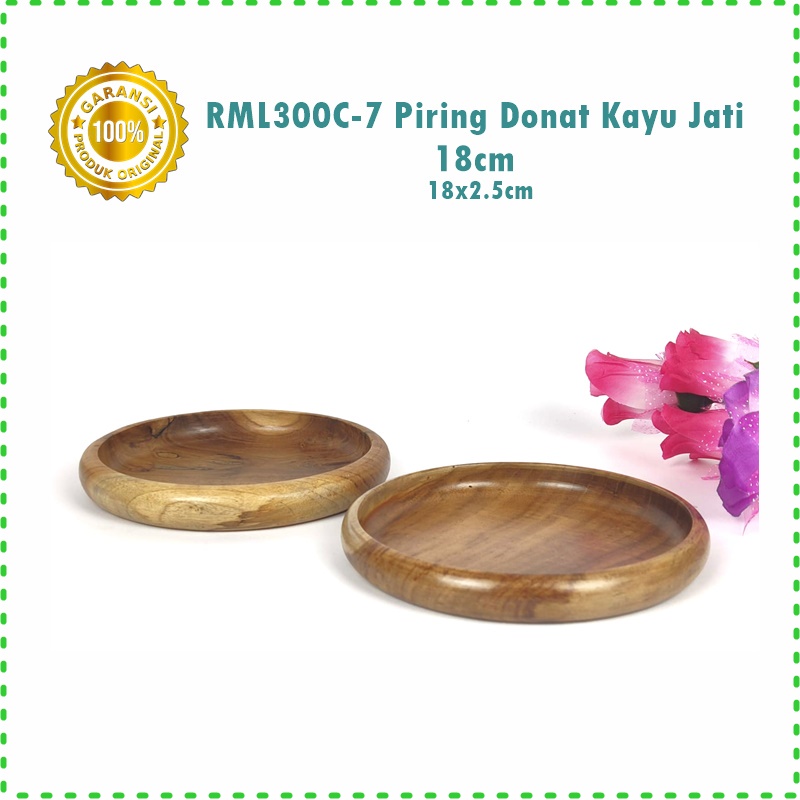 Piring Donat Bulat Kayu Jati Asli 18cm &amp; 22cm