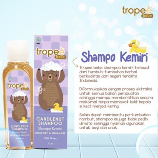 Tropee Bebe Candlenut Shampoo 100ml / Trope Bebe Shampo Kemiri Bayi Penumbuh Rambut Bayi Hair Oil Candlenut Hair Lotion Losion Bayi Perawatan Rambut Bayi Traveling Kit Newborn