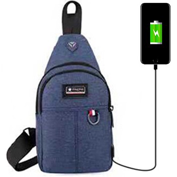 Tas Selempang Kanvas 7136 Fashion IMPOR Cowo Korean Style Slempang Gadget Bag ADA USB CHARGER port