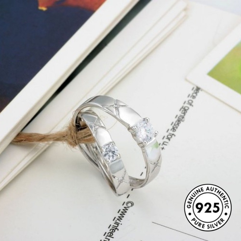 Cincin Berlian Bahan S925 Silver Untuk Pasangan